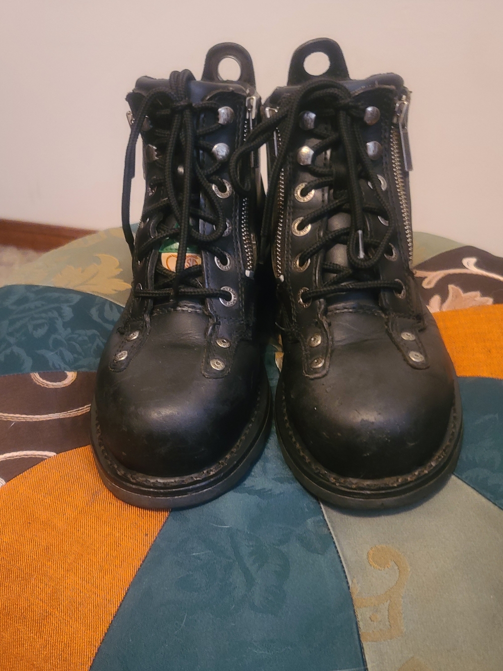 Harley-Davidson Black Leather Combat Moto Steel Toe Work Boots